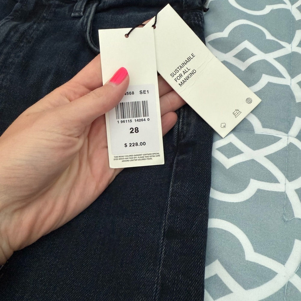 7 For All Mankind Women's Straight Leg Jeans - Dark Blue - Picture 2 of 5